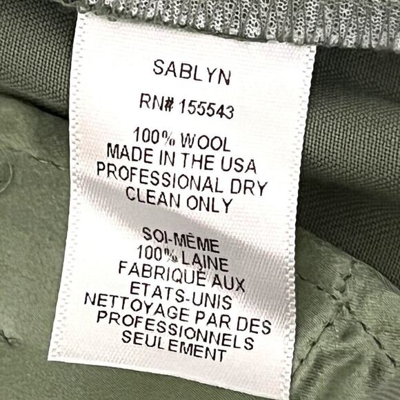 Sablyn Iris Luxury Dress Pants NWT Flat Front Wool Flare Leg Green Large - Picture 6 of 7